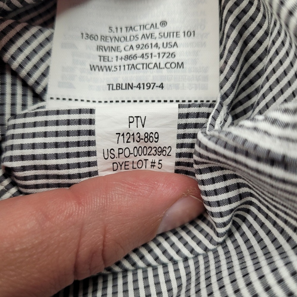 5.11 Tactical Button Up Shirt Mens 2XL Black White Micro Gingham Short Sleeve - Picture 7 of 12